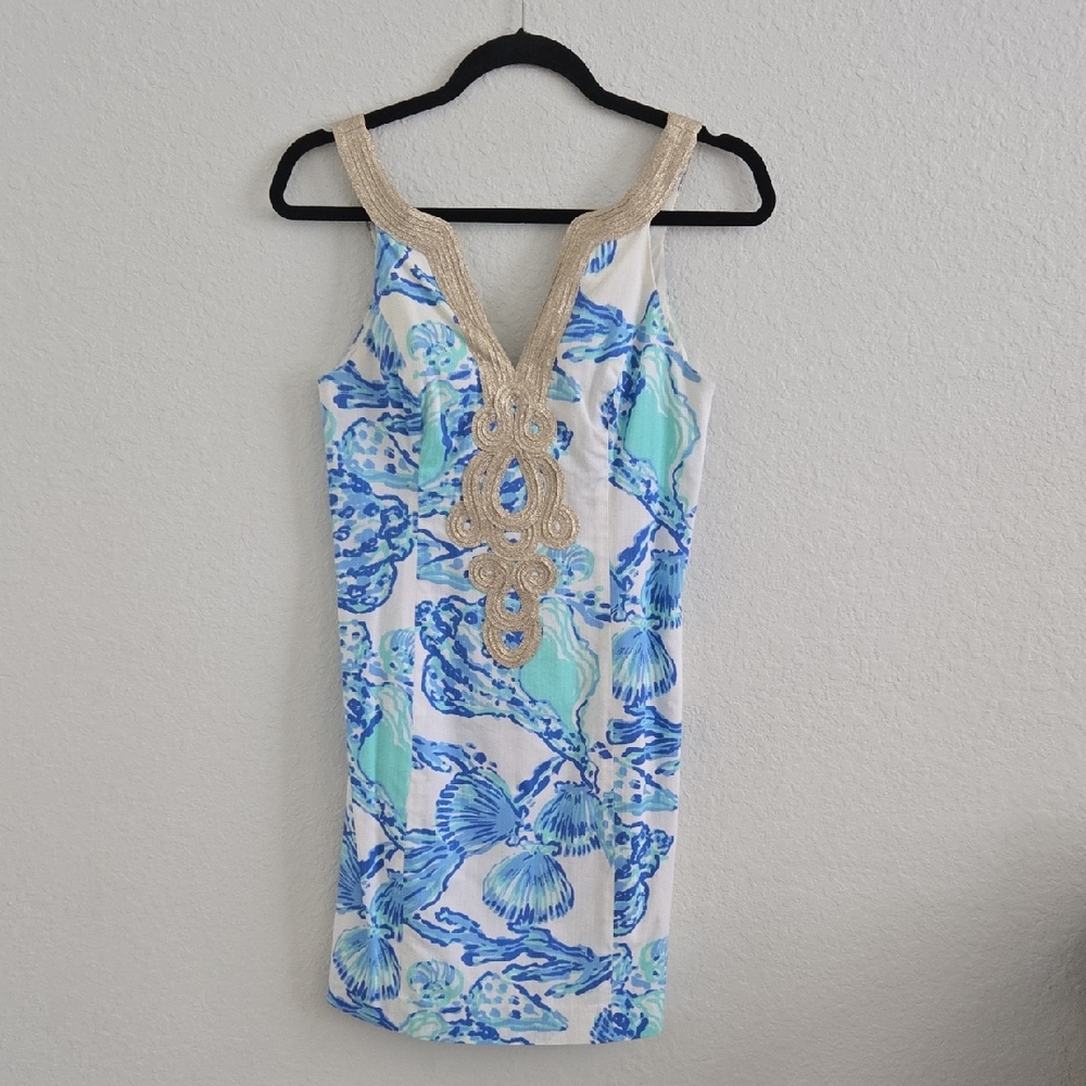 Lilly Pulitzer Mini Dress Size 0 Gold & Blue